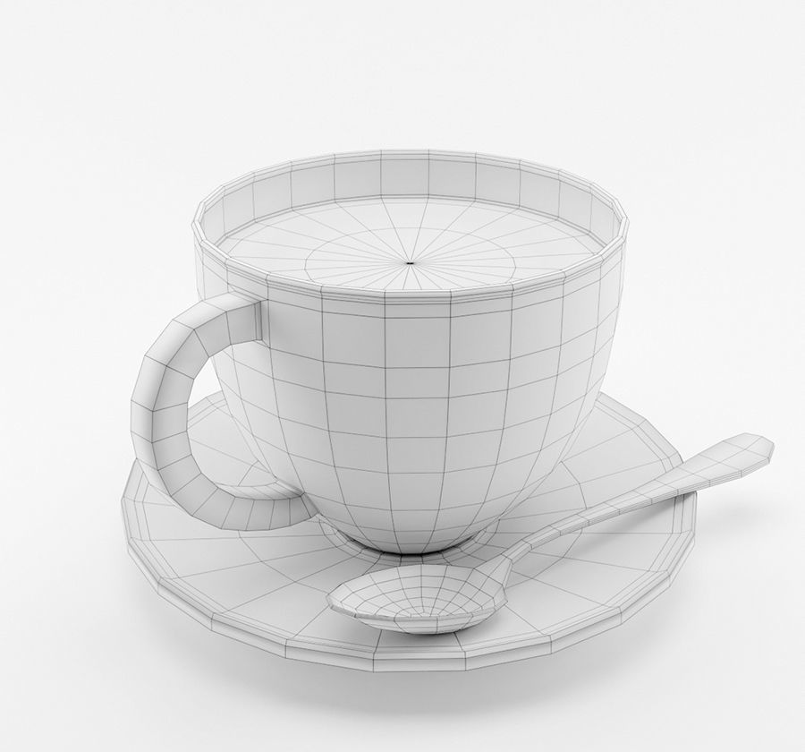Cup of Tea with spoon 3D model Low-poly 3D model_4