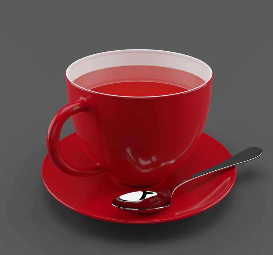 Cup of Tea with spoon 3D model Low-poly 3D model_1