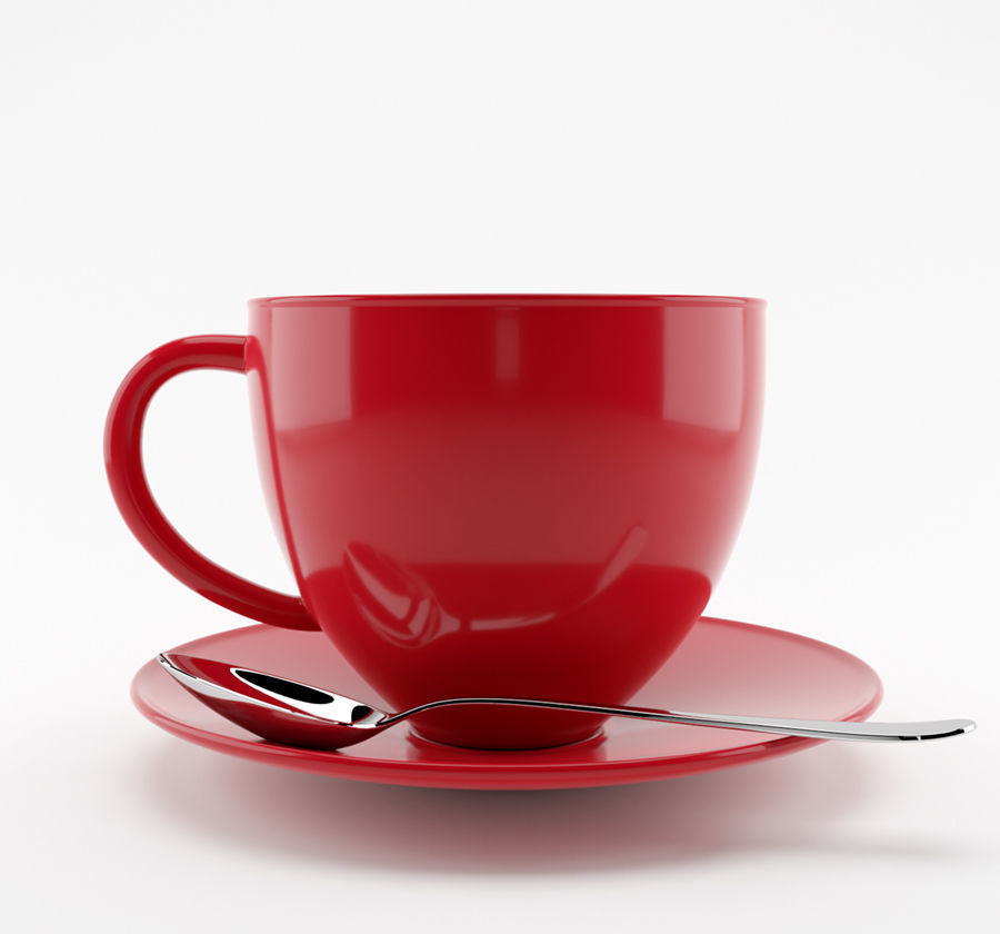 Cup of Tea with spoon 3D model Low-poly 3D model_2