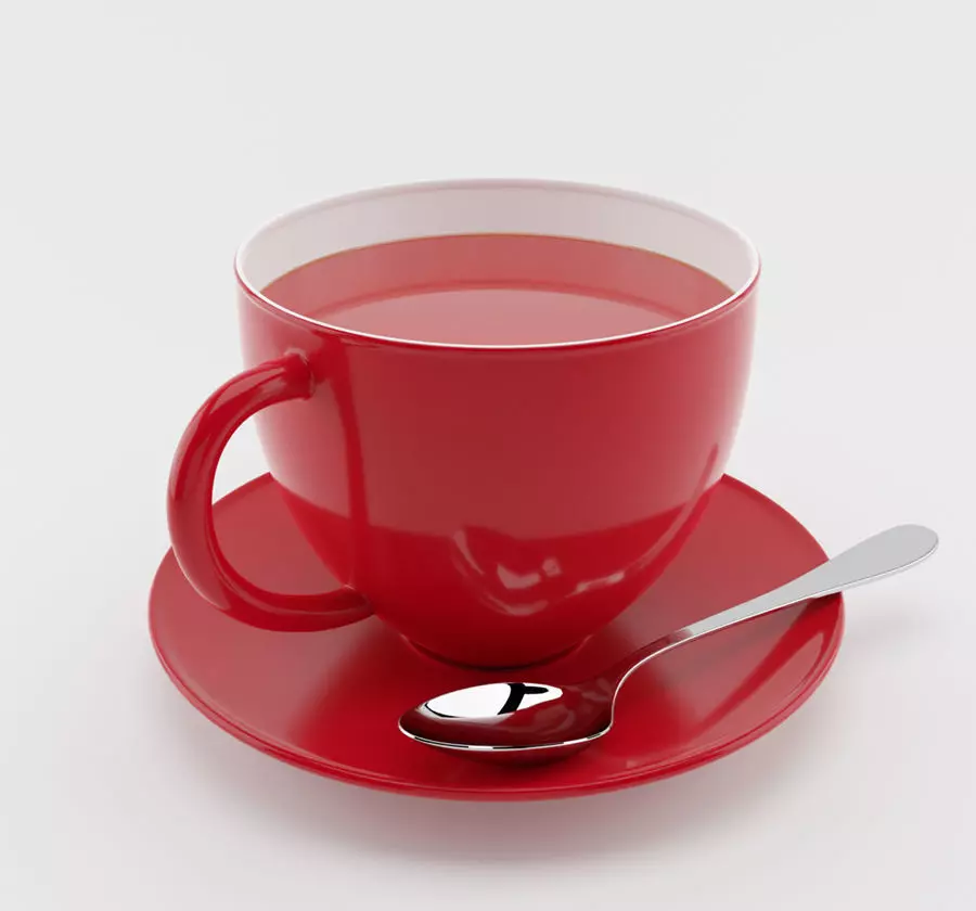 Cup of Tea with spoon 3D model Low-poly 3D model_0