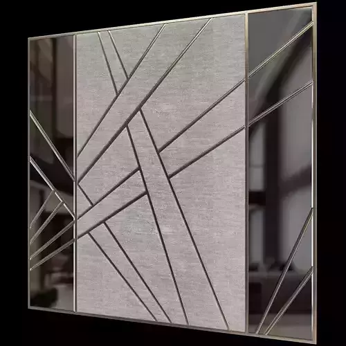 headboard low poly 3d model modern wall mirror with geometric lines