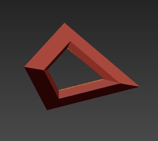 Prismatic triangular shape with triangle in middle 3D model_3