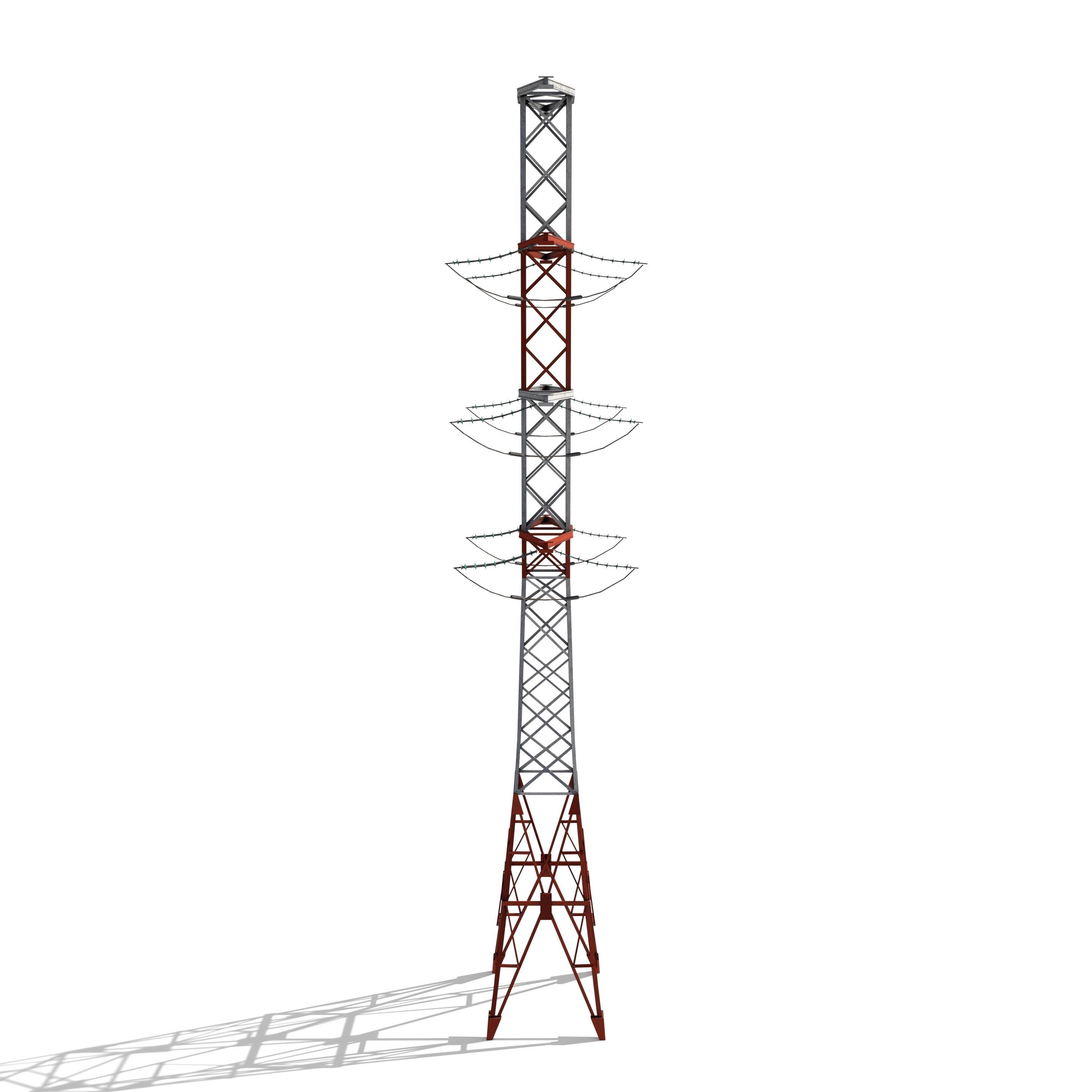 Electricity Pole 14 Low-poly 3D model_1