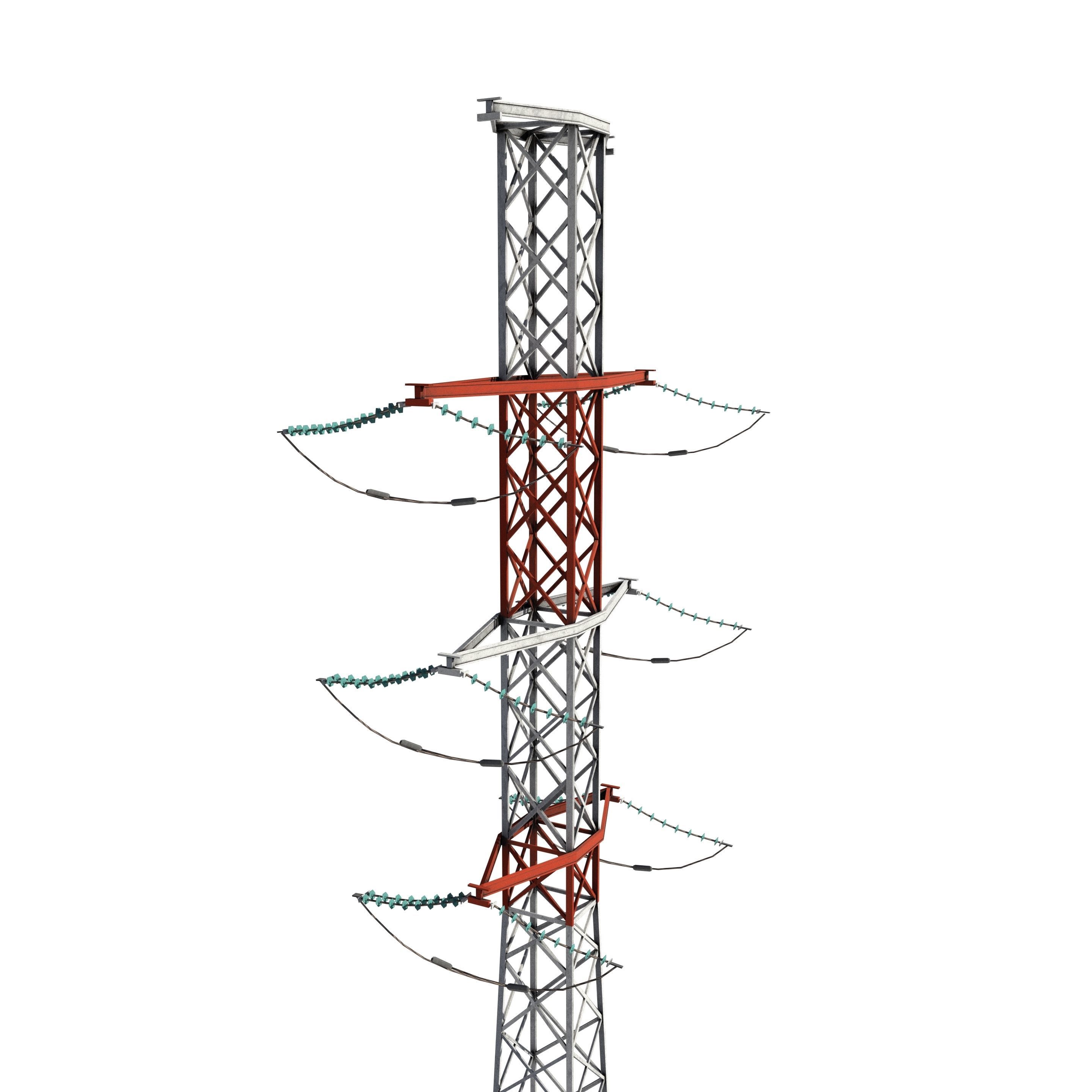 Electricity Pole 14 Low-poly 3D model_4