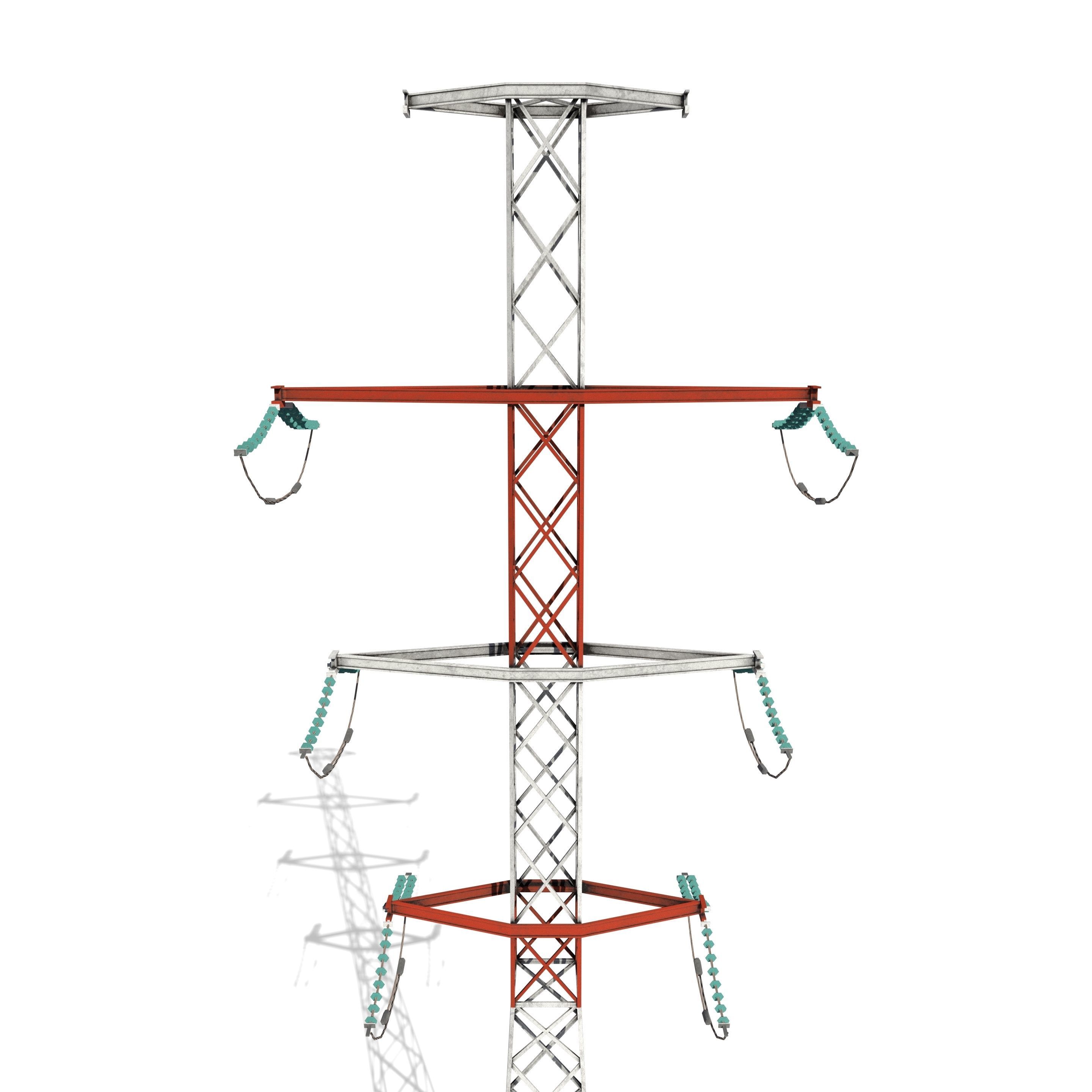 Electricity Pole 14 Low-poly 3D model_5