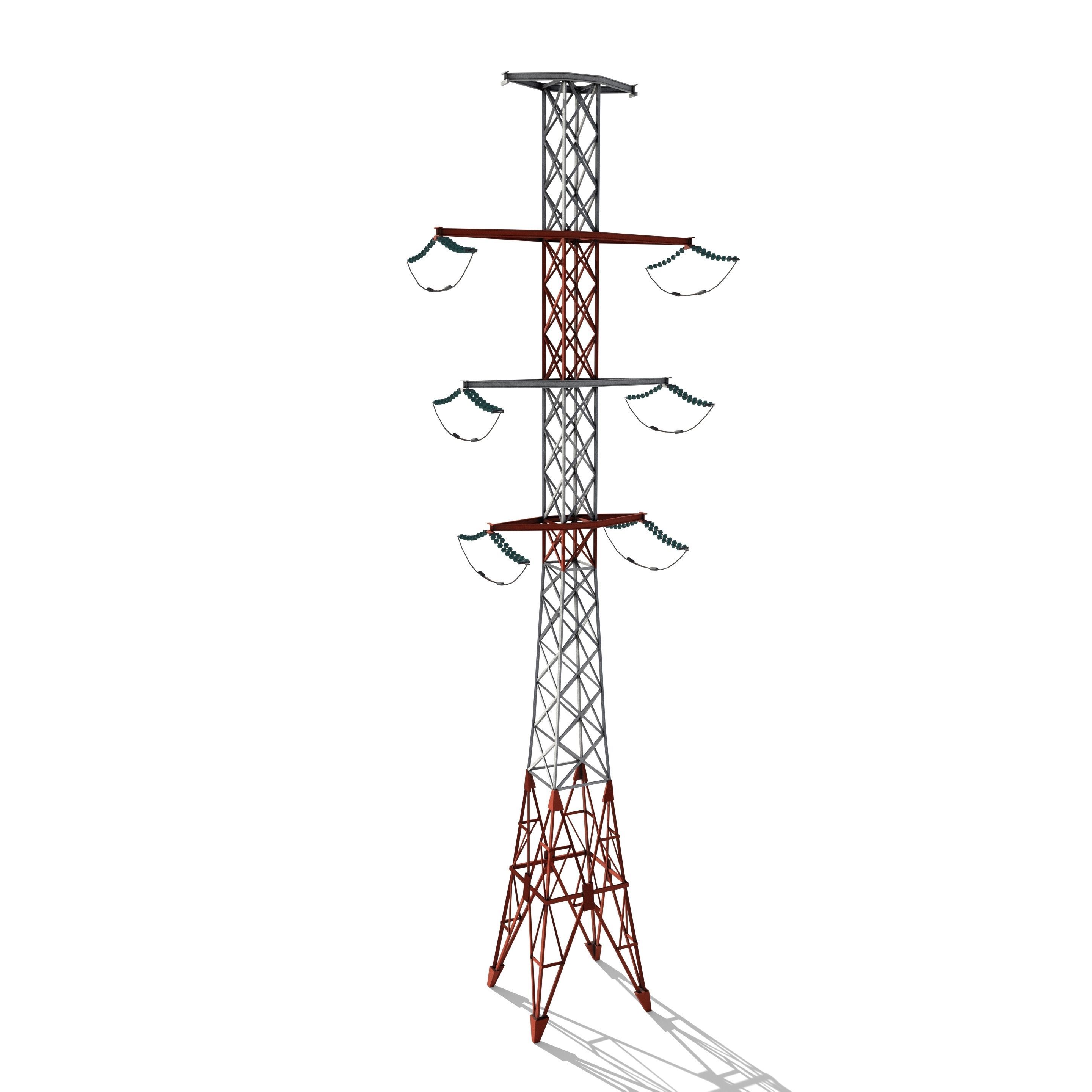 Electricity Pole 14 Low-poly 3D model_2