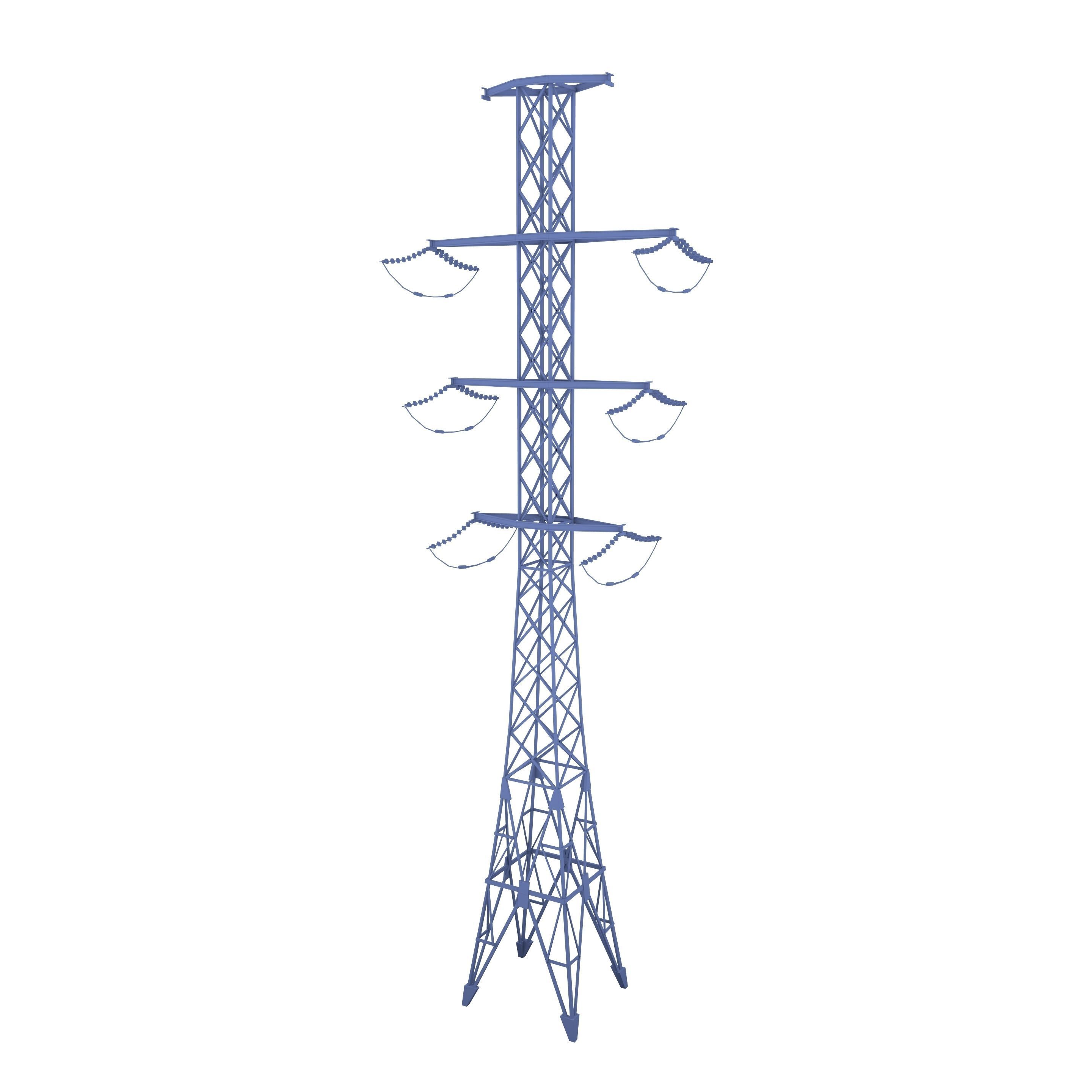 Electricity Pole 14 Low-poly 3D model_6