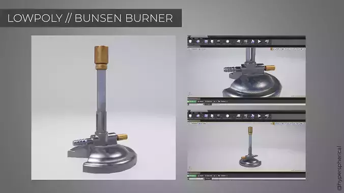 Lowpoly BUNSEN BURNER  Game Ready perfect for VR AR and Mobile