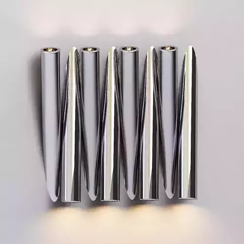 Deltalight set of five silver candlesticks on wall