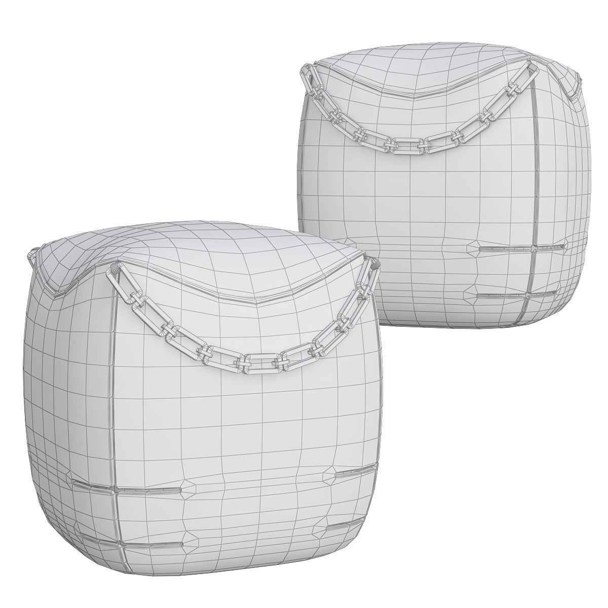 Puff by Fendi Casa low poly 3d model Low-poly 3D model_1