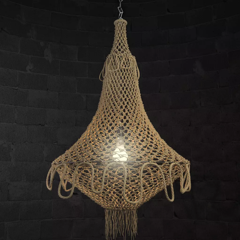 NATURAL JUTE HANGING CHANDELIER 3D model_0