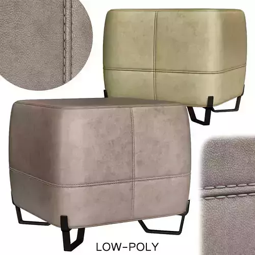 Square leather pouf low poly 3d model