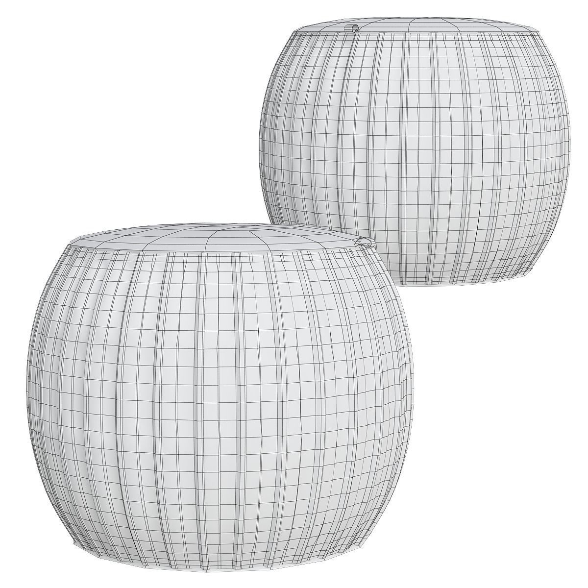 Velvet Pleated Round Pouf Ottoman low poly 3d model Low-poly 3D model_2