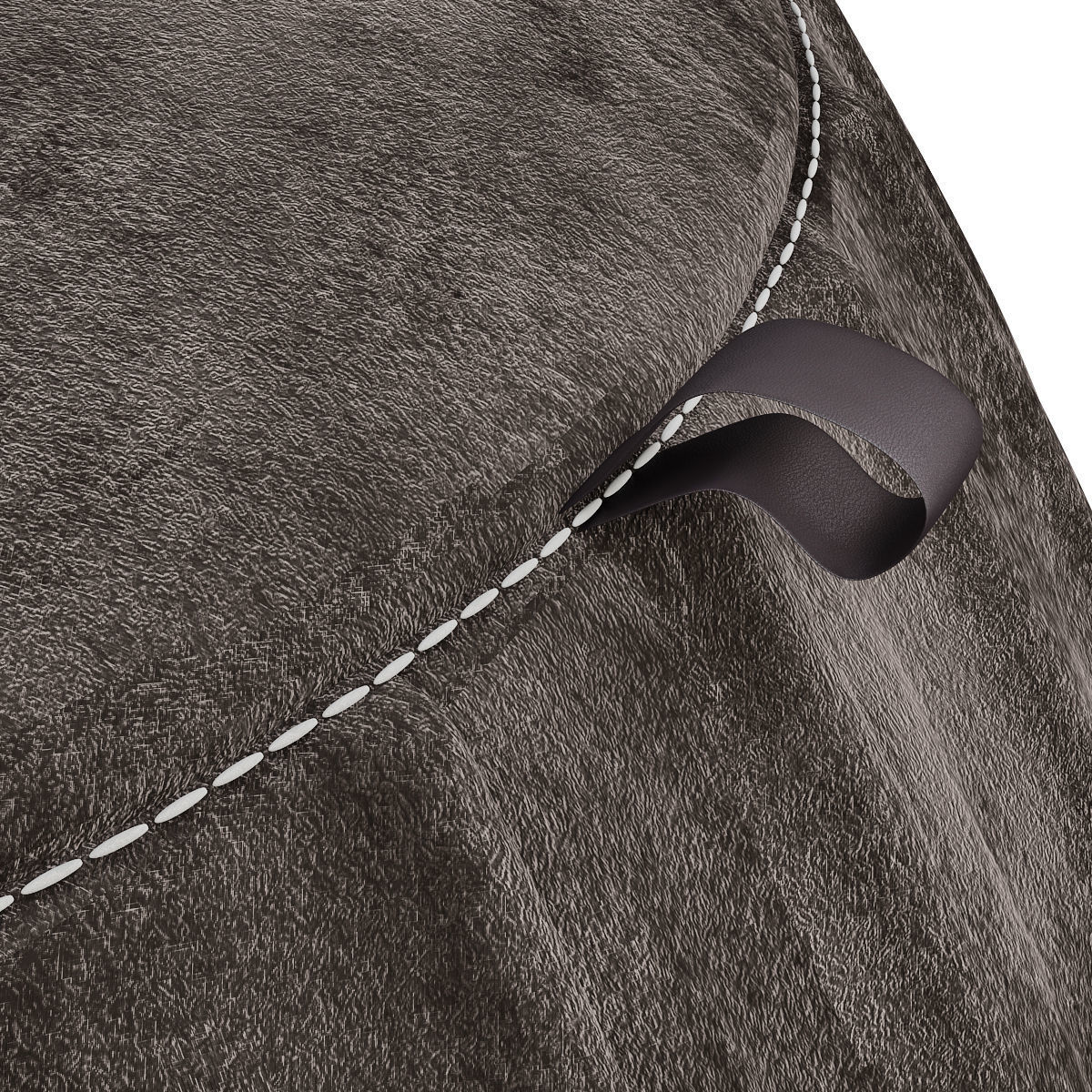 Velvet Pleated Round Pouf Ottoman low poly 3d model Low-poly 3D model_1