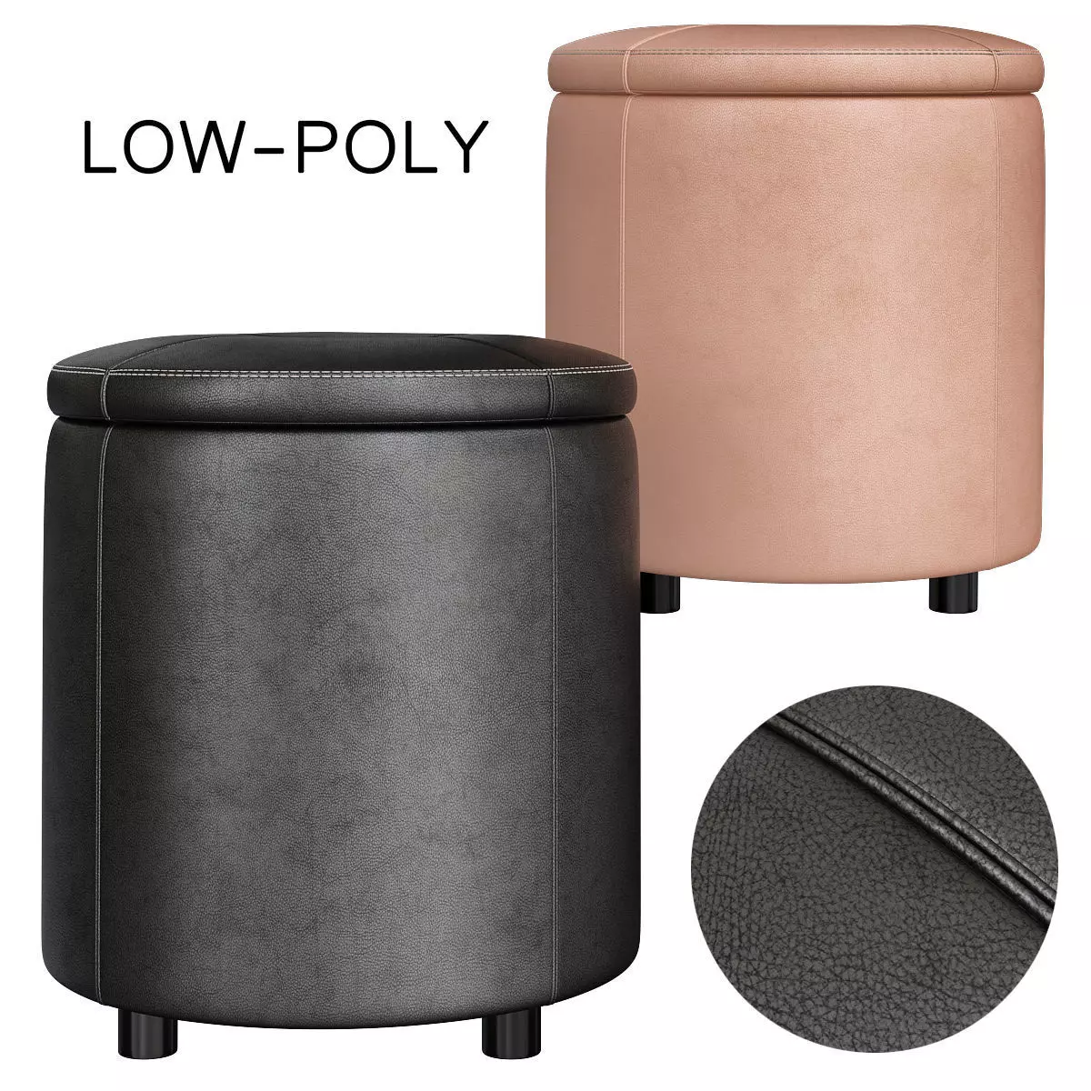 Jysk Puff Med Oppbevaring low poly 3d model Low-poly 3D model_0