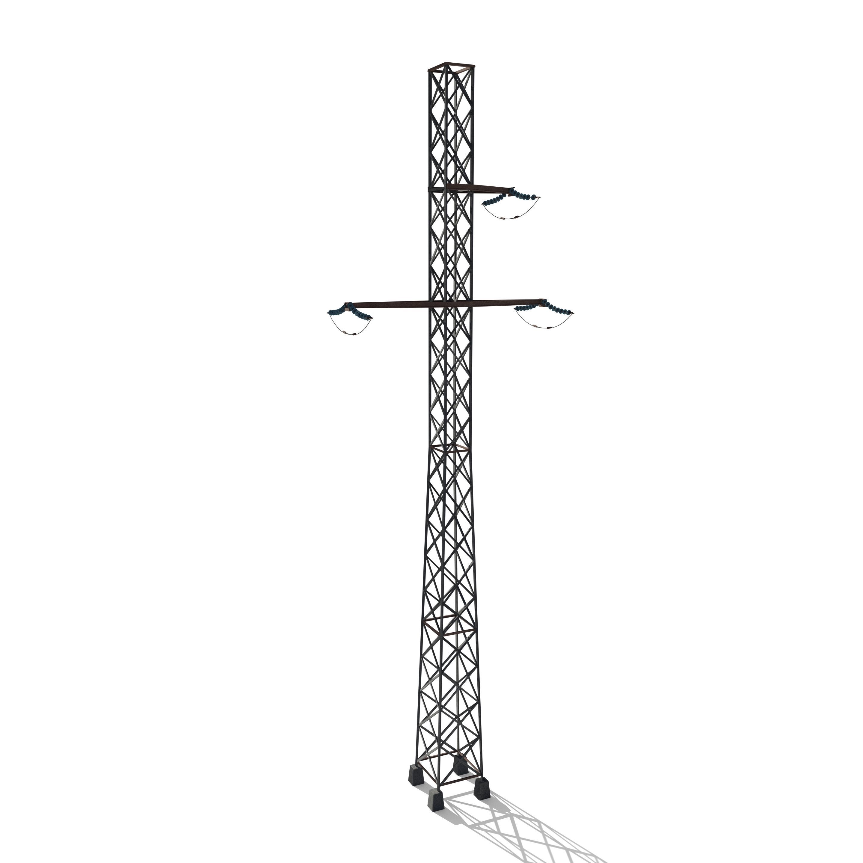 Electricity Pole 15 Low-poly 3D model_2