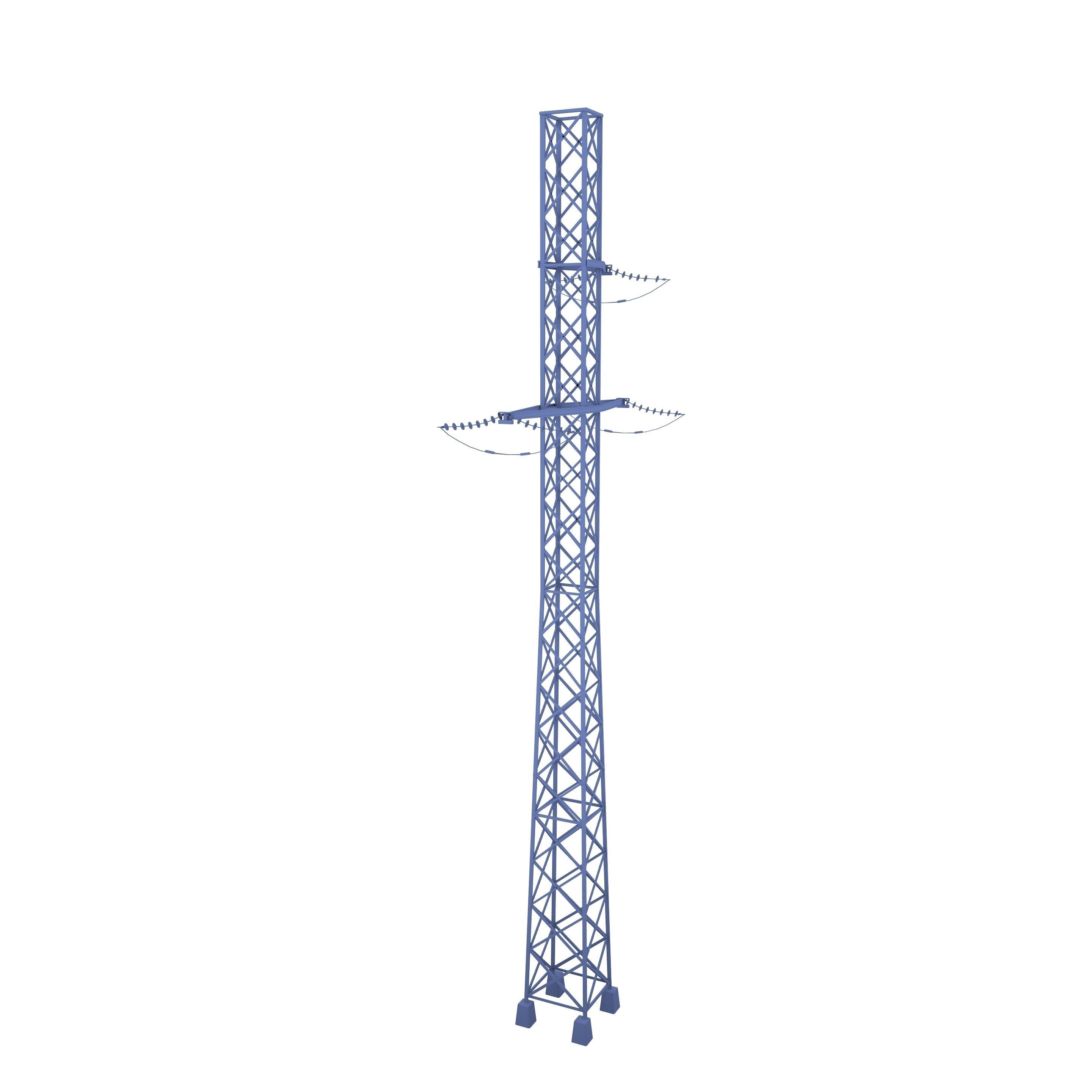 Electricity Pole 15 Low-poly 3D model_9