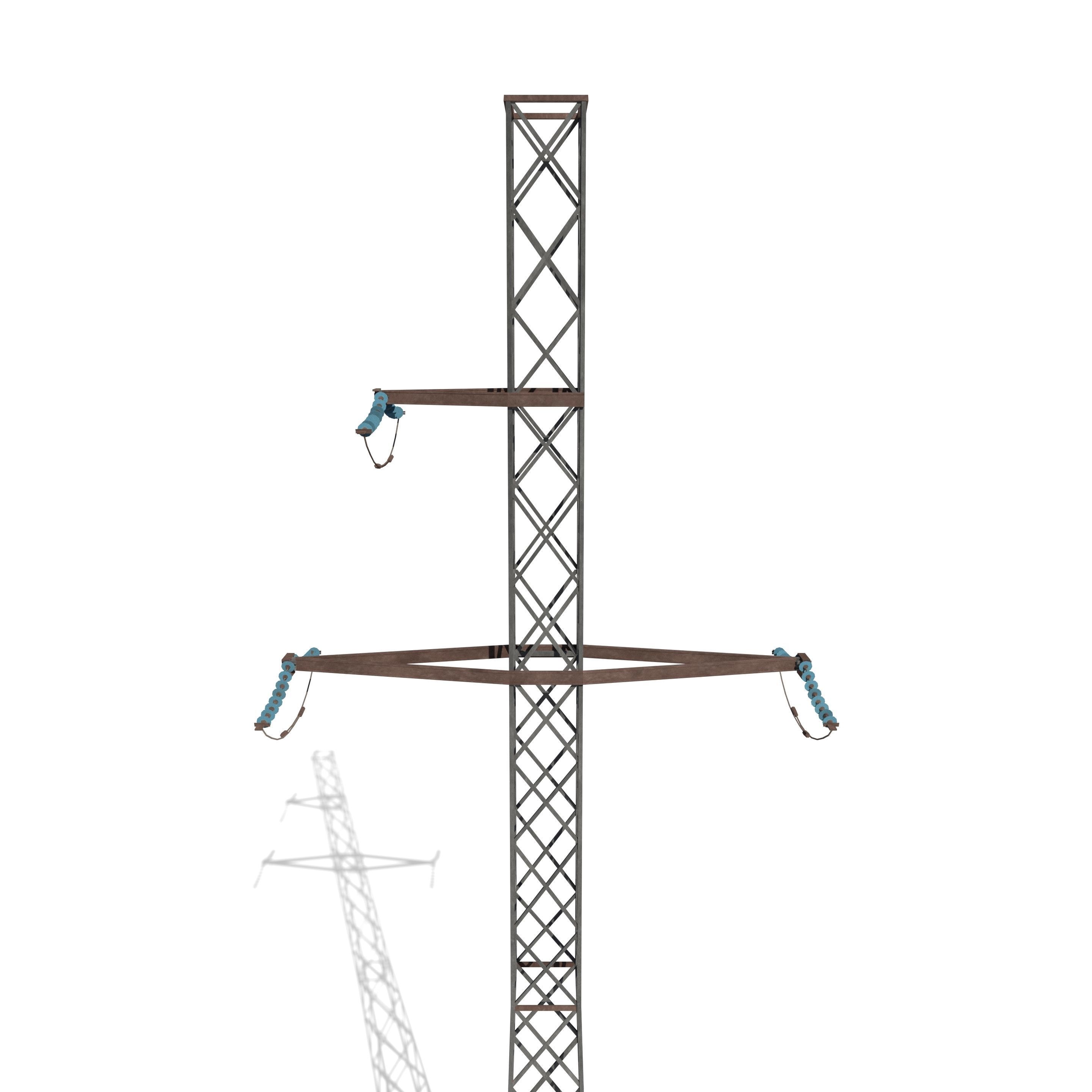 Electricity Pole 15 Low-poly 3D model_5