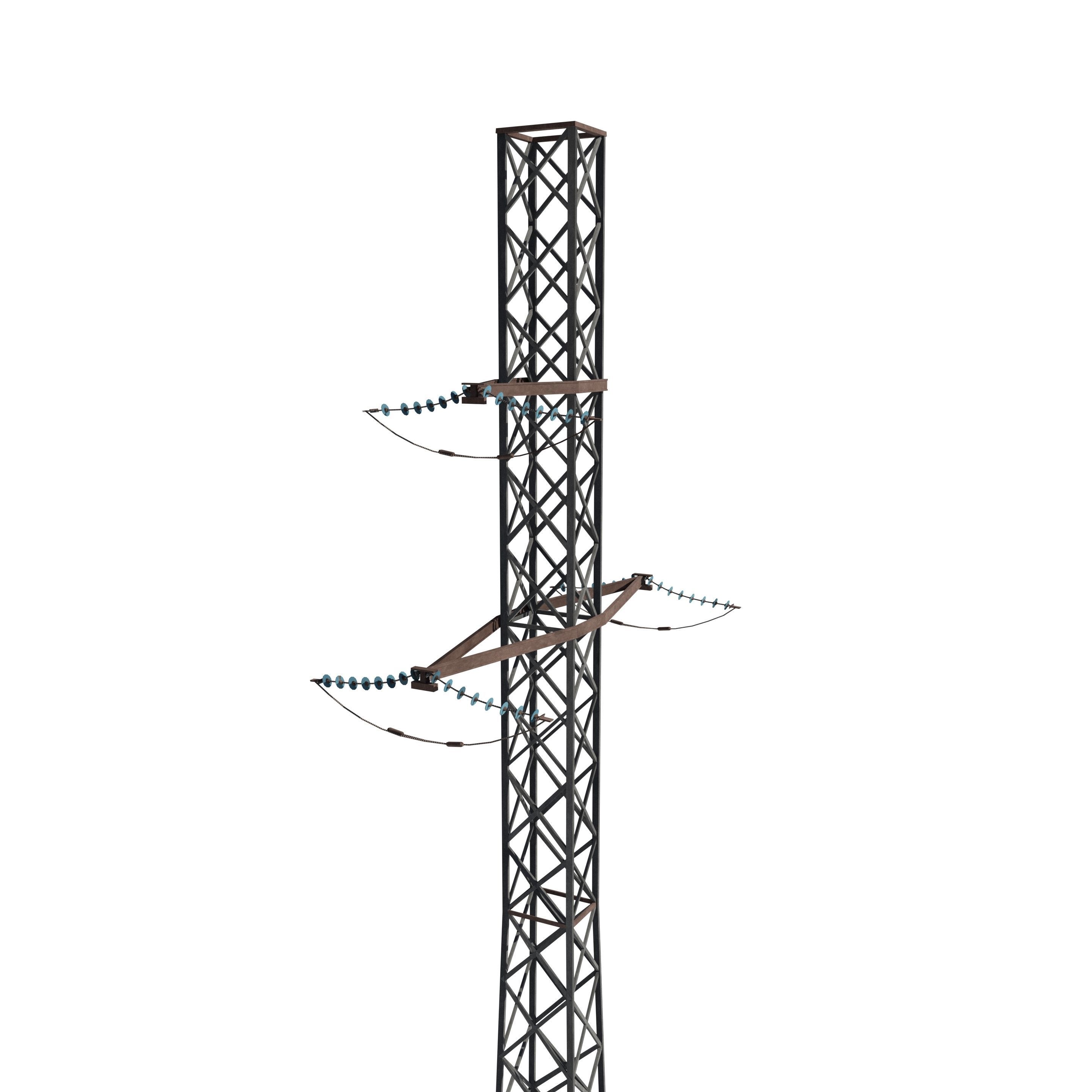 Electricity Pole 15 Low-poly 3D model_4