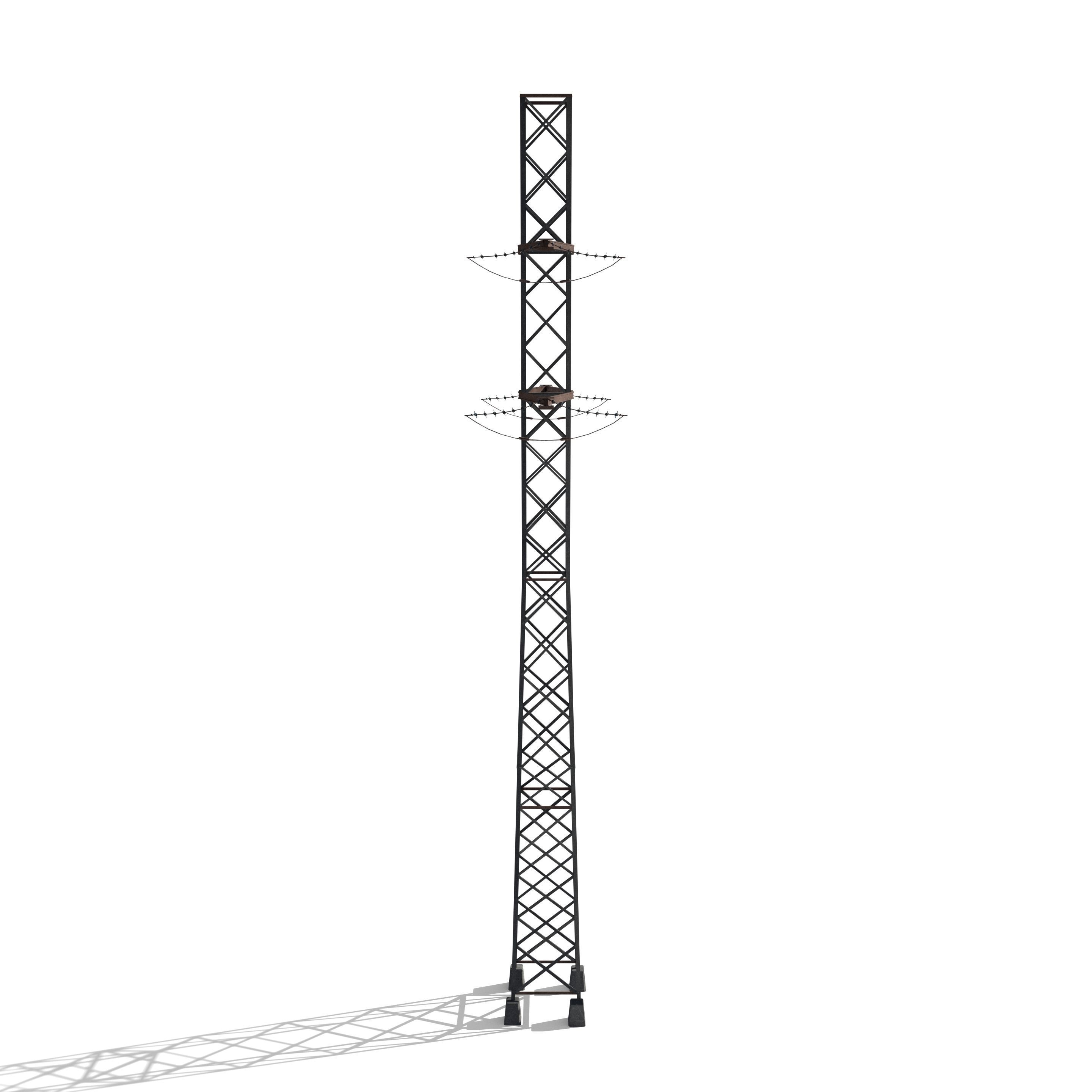 Electricity Pole 15 Low-poly 3D model_1