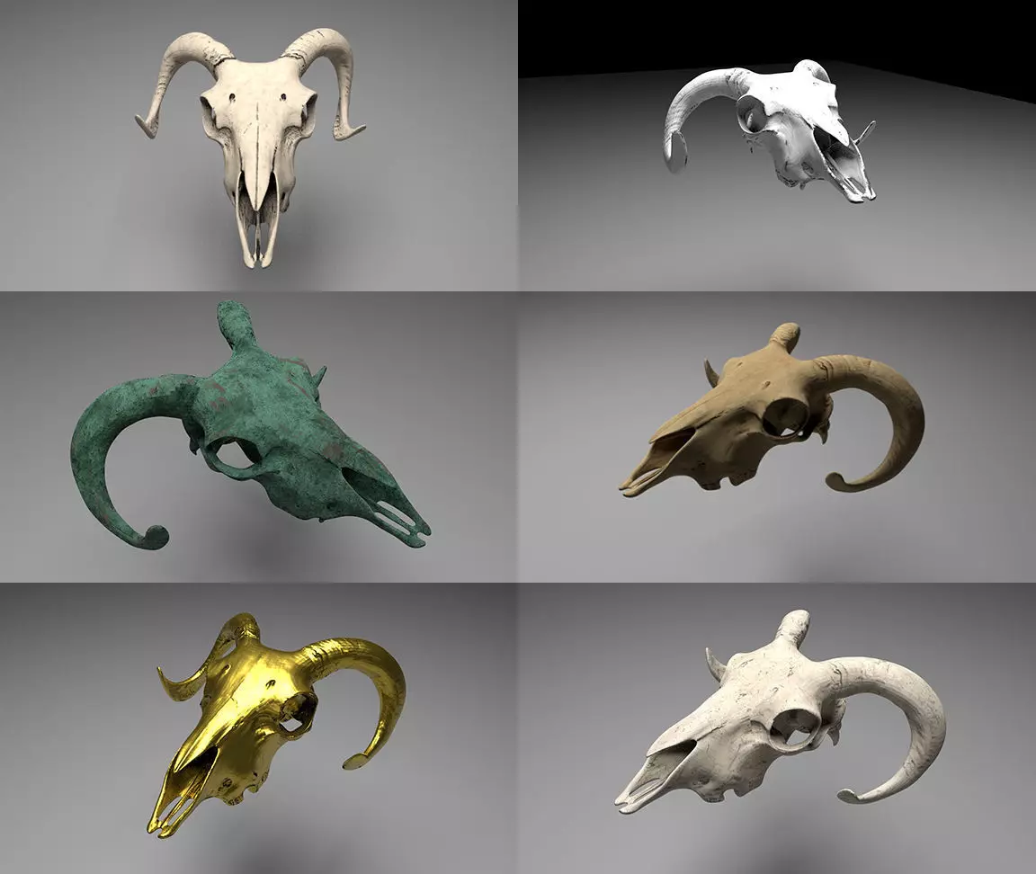 Ram Skull 3D model with six texture maps 3D model