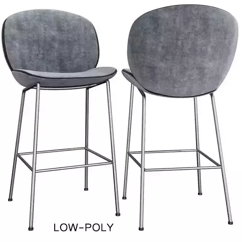 Beetle Counter Chair - Front Upholstered low poly 3d model