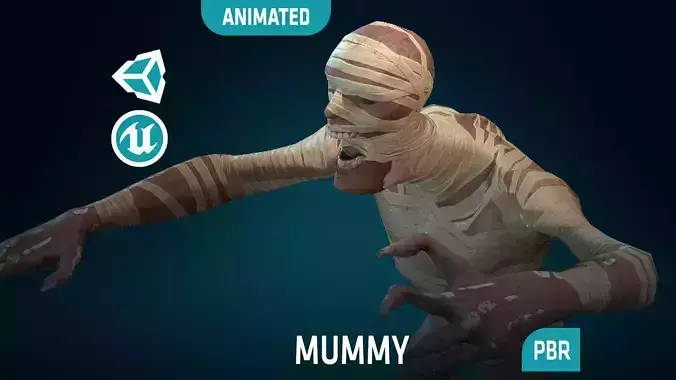 Mummy - Rigged - Animated - Game Ready Low-poly 3D model