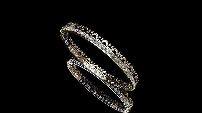 Bangle diamond eternity ring in gold 3D print model