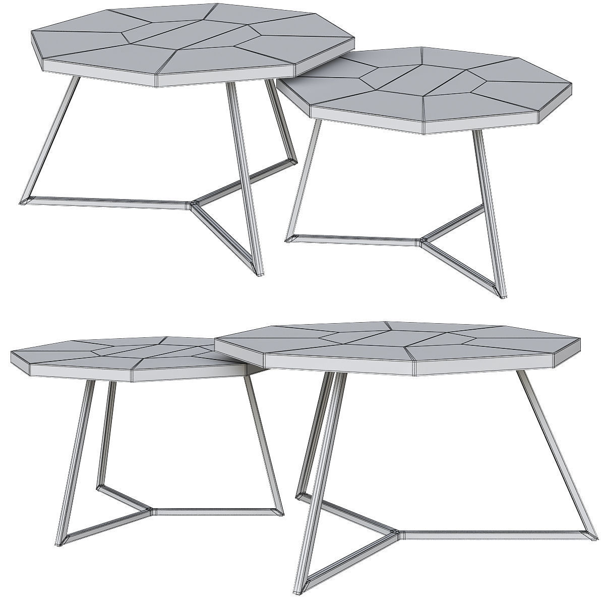 Salontafel Octagon low poly 3d model Low-poly 3D model_1