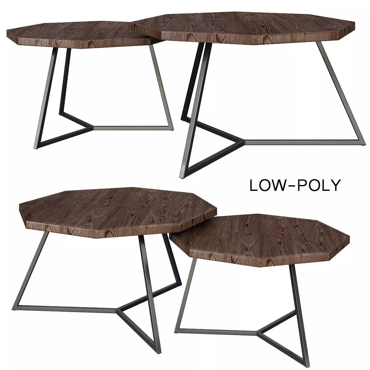 Salontafel Octagon low poly 3d model Low-poly 3D model_0