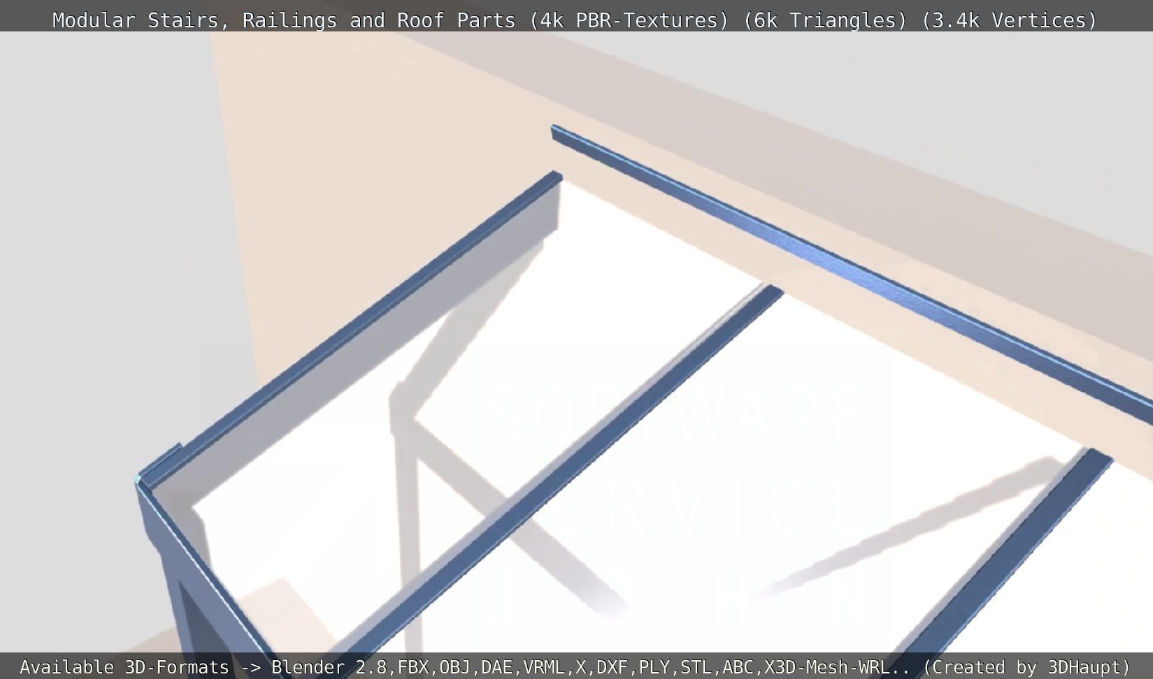 Modular Stairs Railings and Roof Parts Low-poly 3D model_136