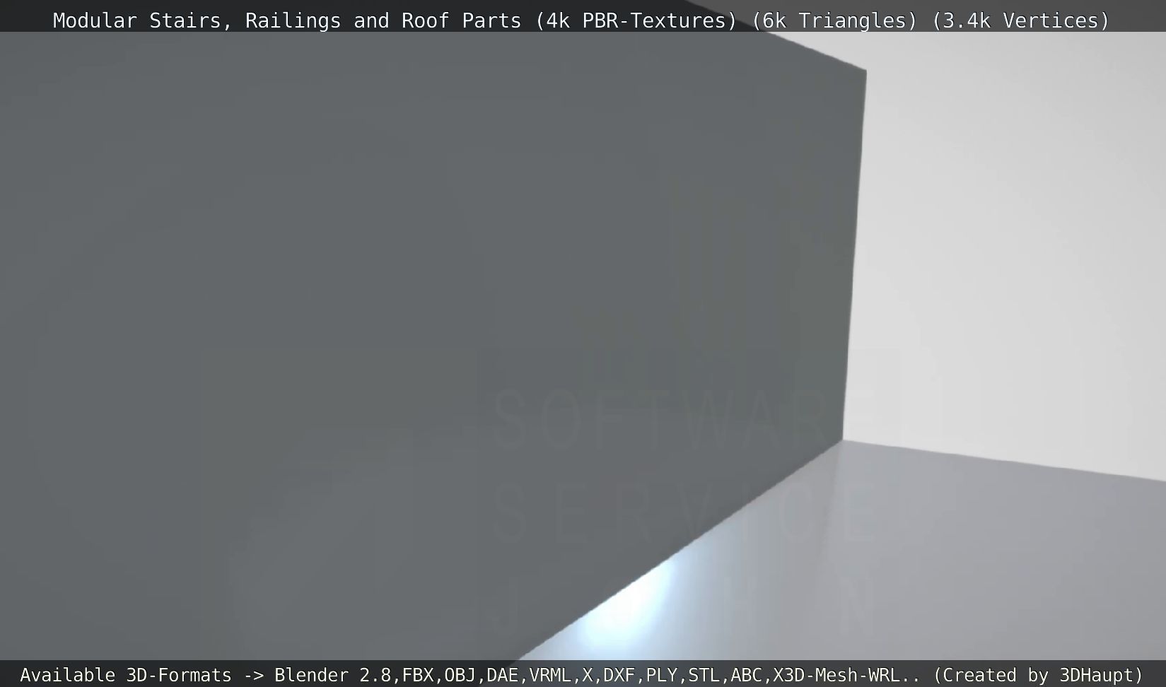 Modular Stairs Railings and Roof Parts Low-poly 3D model_90