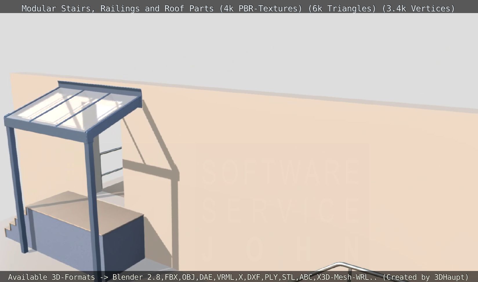Modular Stairs Railings and Roof Parts Low-poly 3D model_119