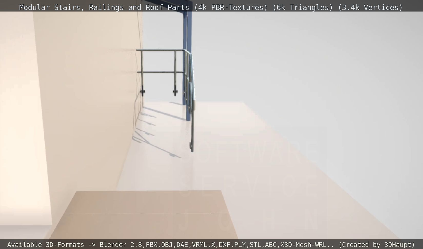 Modular Stairs Railings and Roof Parts Low-poly 3D model_37