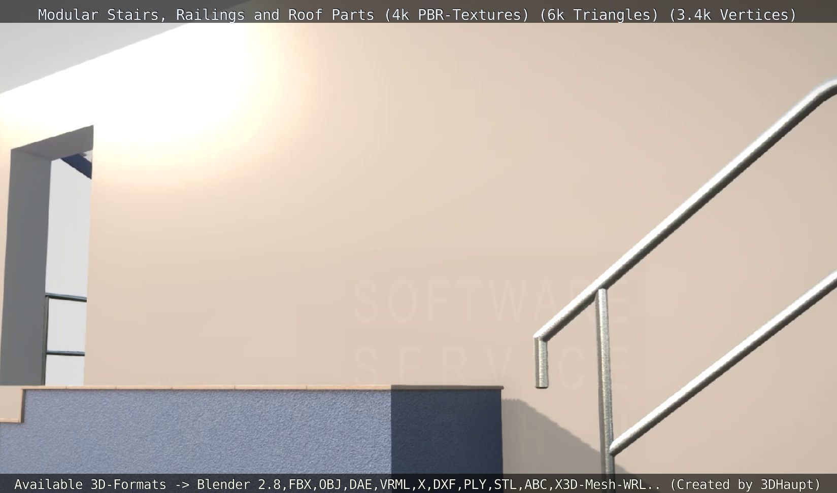 Modular Stairs Railings and Roof Parts Low-poly 3D model_38