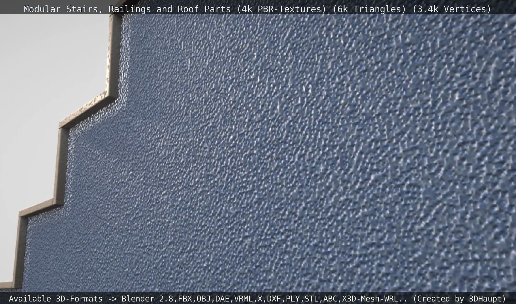 Modular Stairs Railings and Roof Parts Low-poly 3D model_84