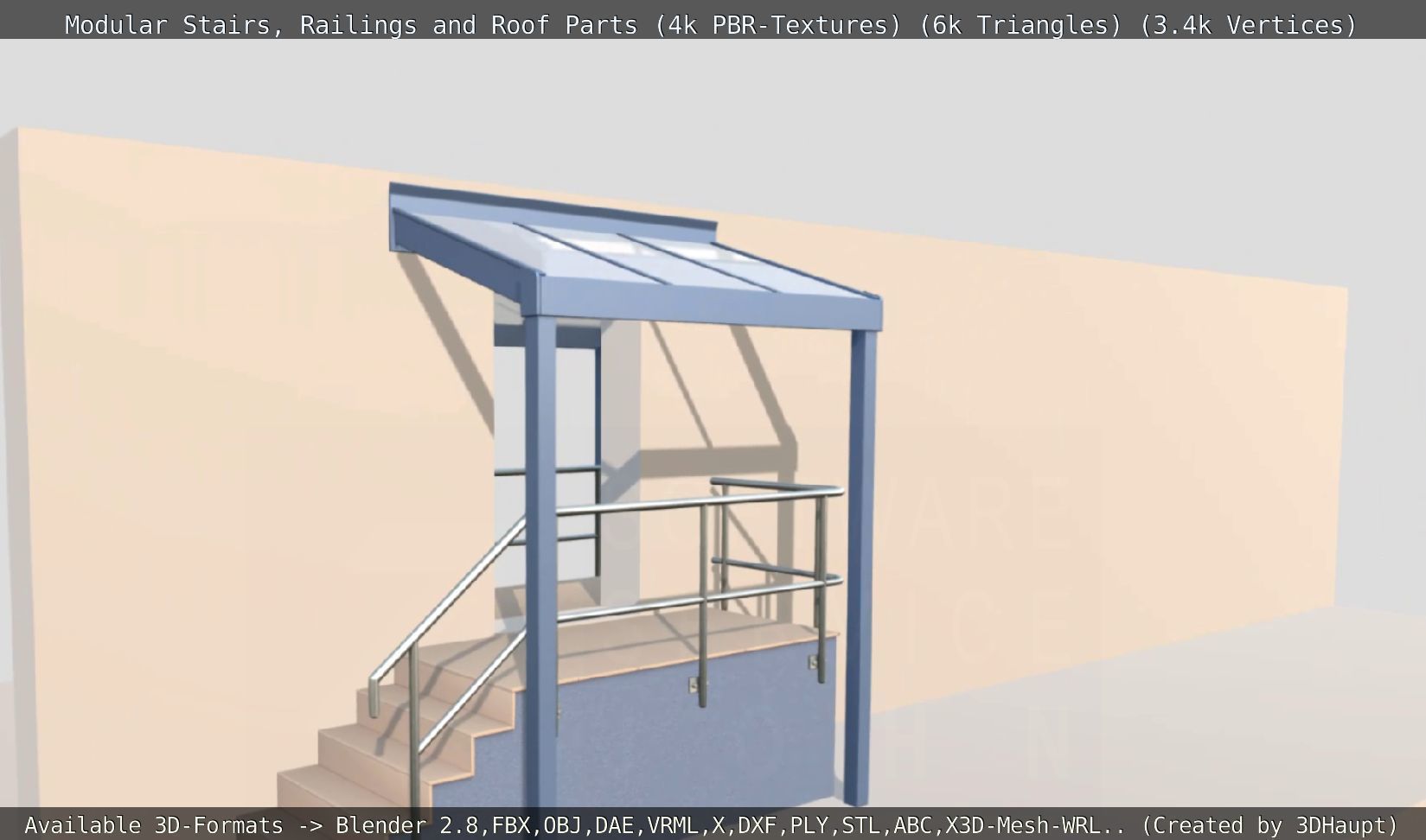 Modular Stairs Railings and Roof Parts Low-poly 3D model_111