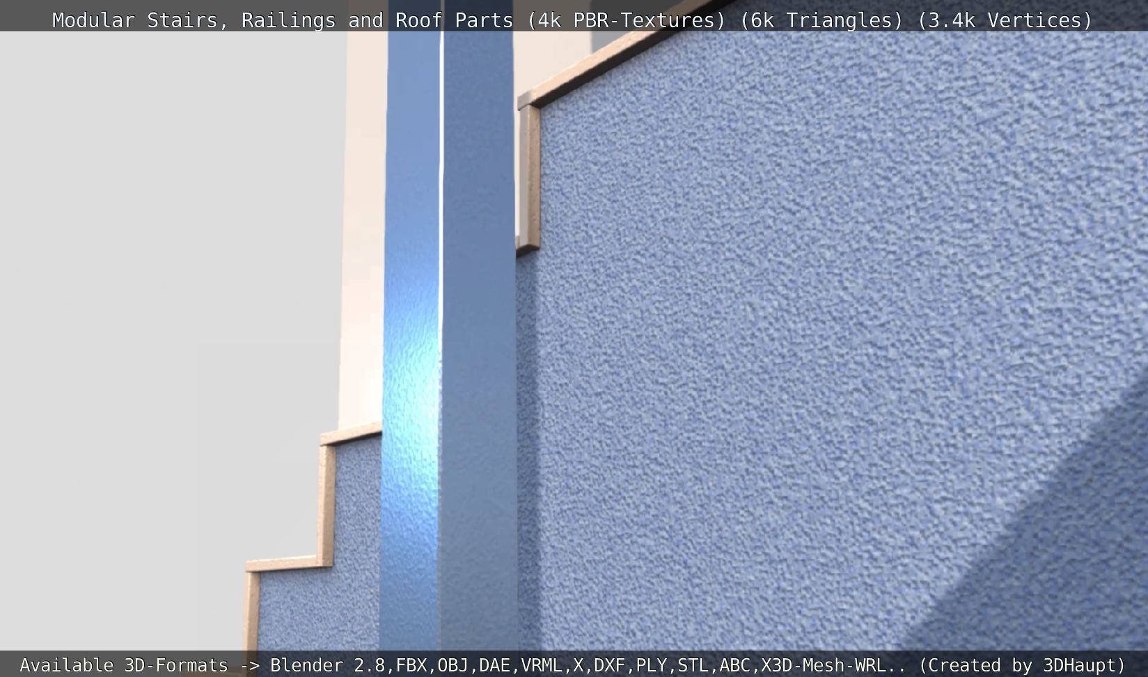 Modular Stairs Railings and Roof Parts Low-poly 3D model_133