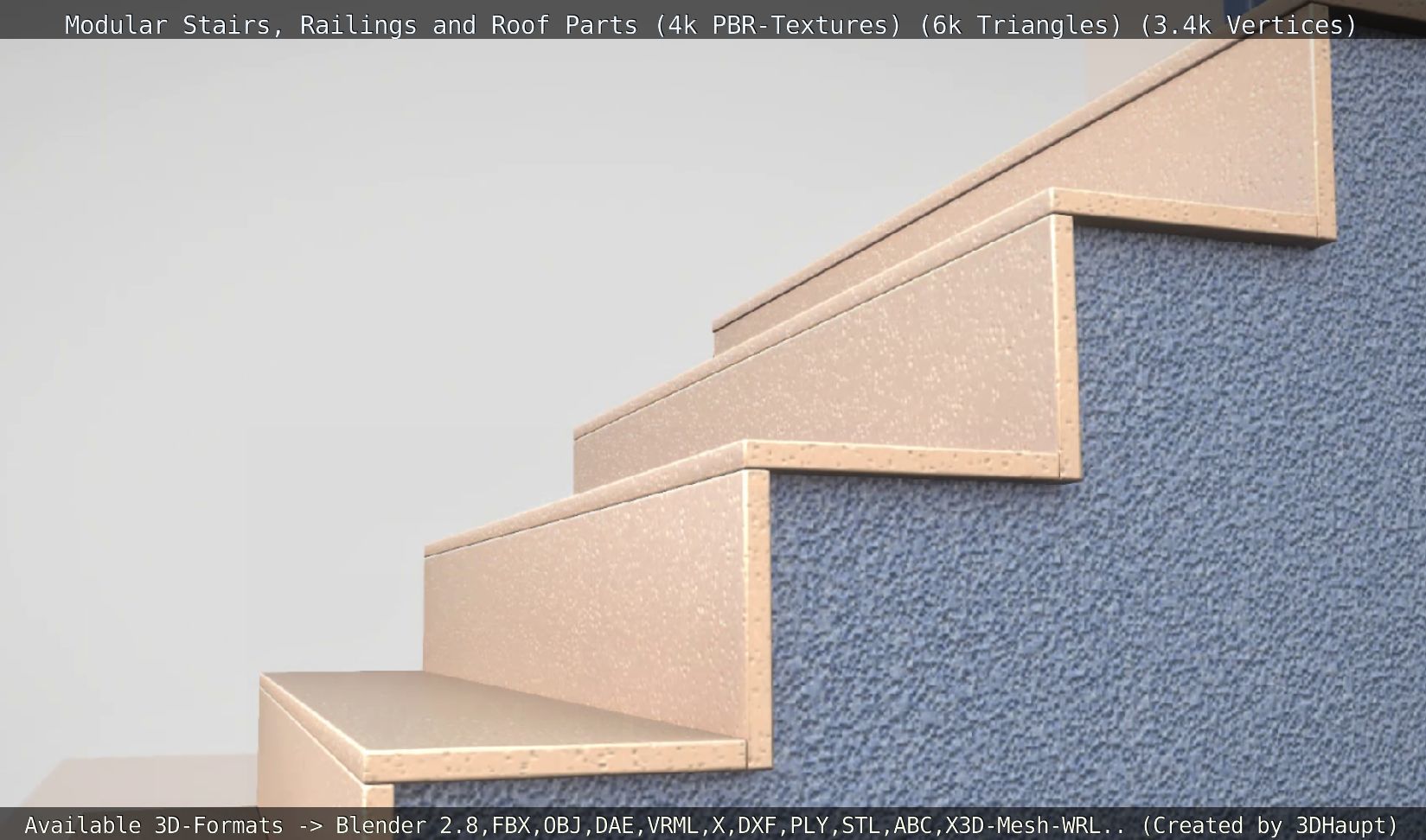 Modular Stairs Railings and Roof Parts Low-poly 3D model_16