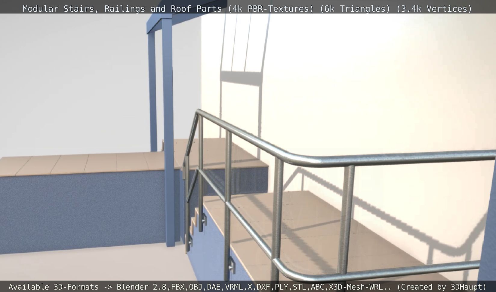 Modular Stairs Railings and Roof Parts Low-poly 3D model_89
