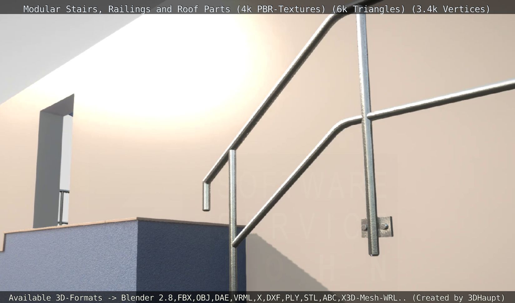 Modular Stairs Railings and Roof Parts Low-poly 3D model_40