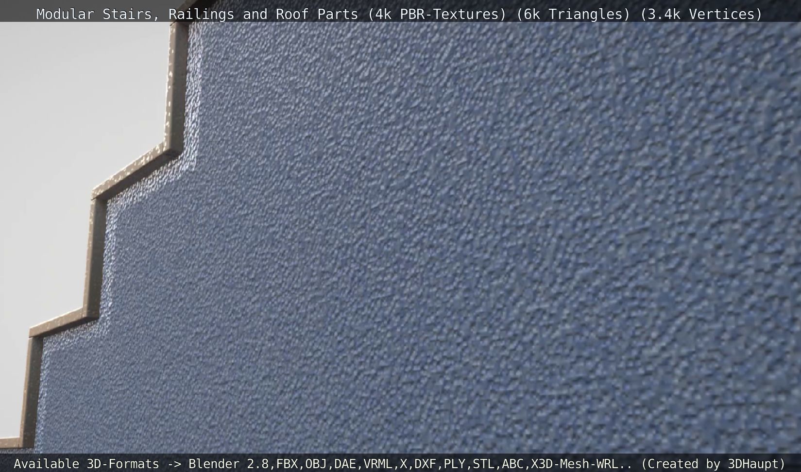 Modular Stairs Railings and Roof Parts Low-poly 3D model_83