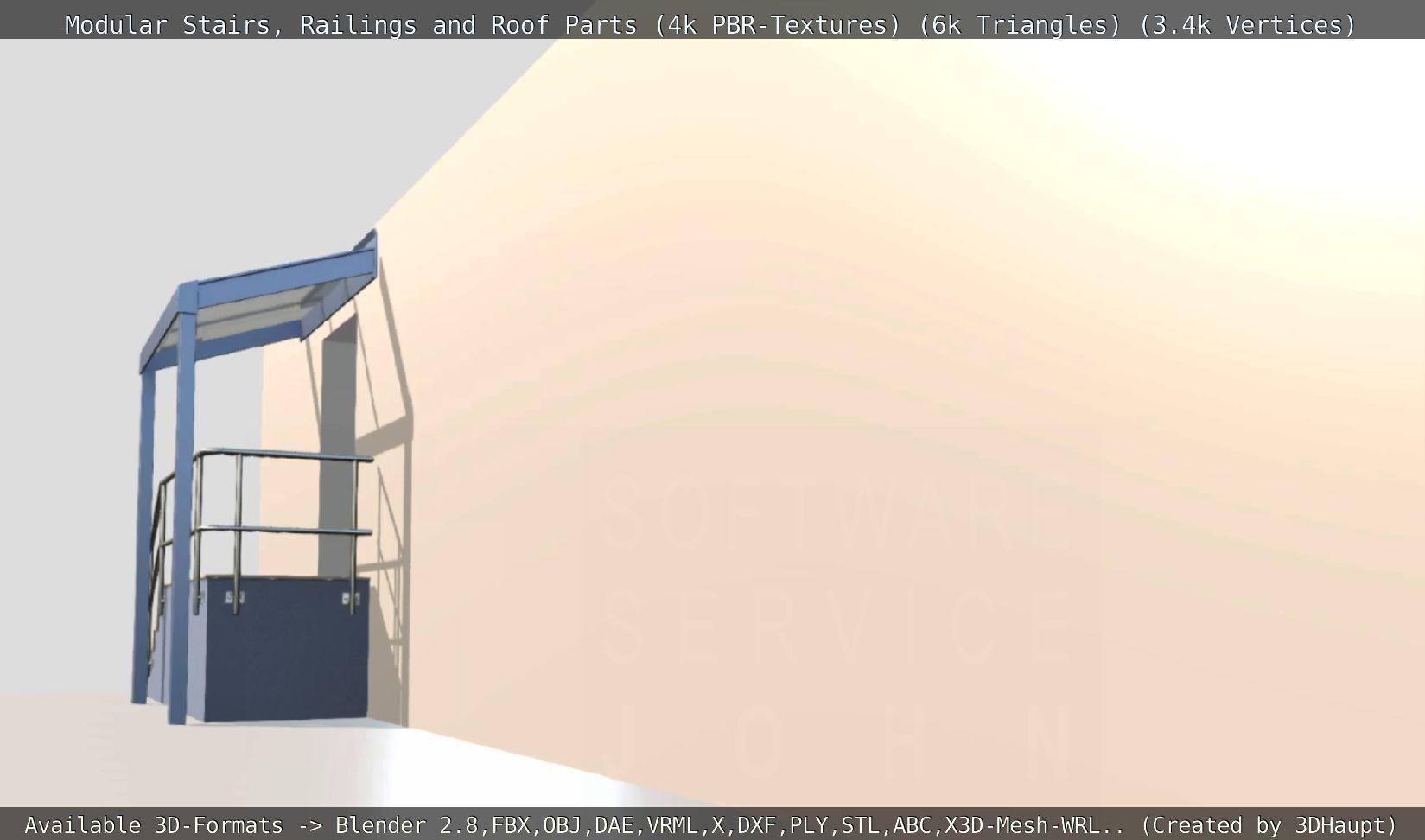 Modular Stairs Railings and Roof Parts Low-poly 3D model_116