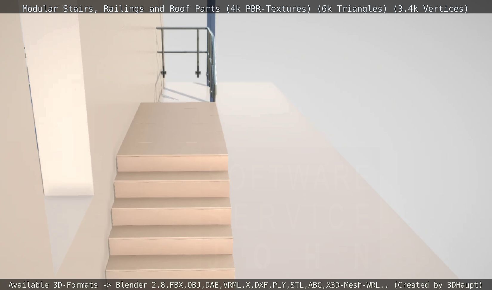Modular Stairs Railings and Roof Parts Low-poly 3D model_34