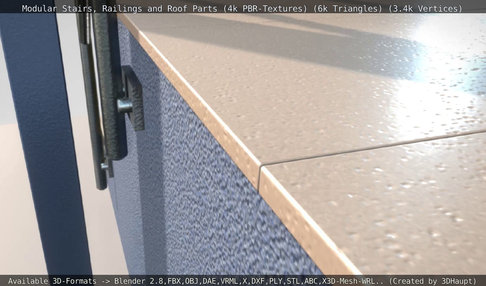 Modular Stairs Railings and Roof Parts Low-poly 3D model_8