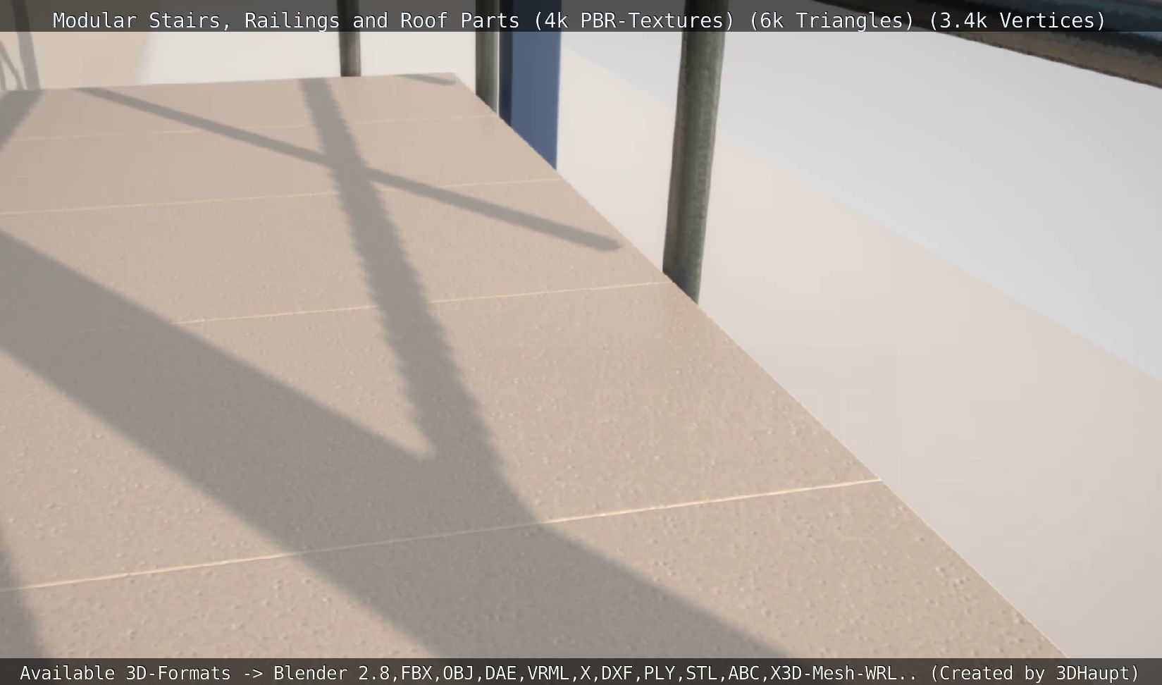 Modular Stairs Railings and Roof Parts Low-poly 3D model_80