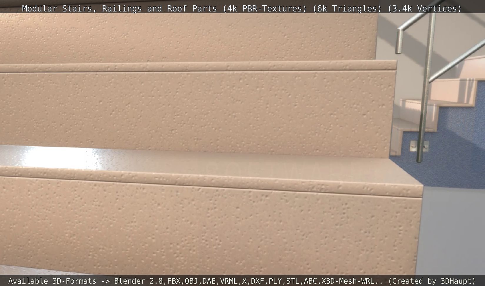 Modular Stairs Railings and Roof Parts Low-poly 3D model_12