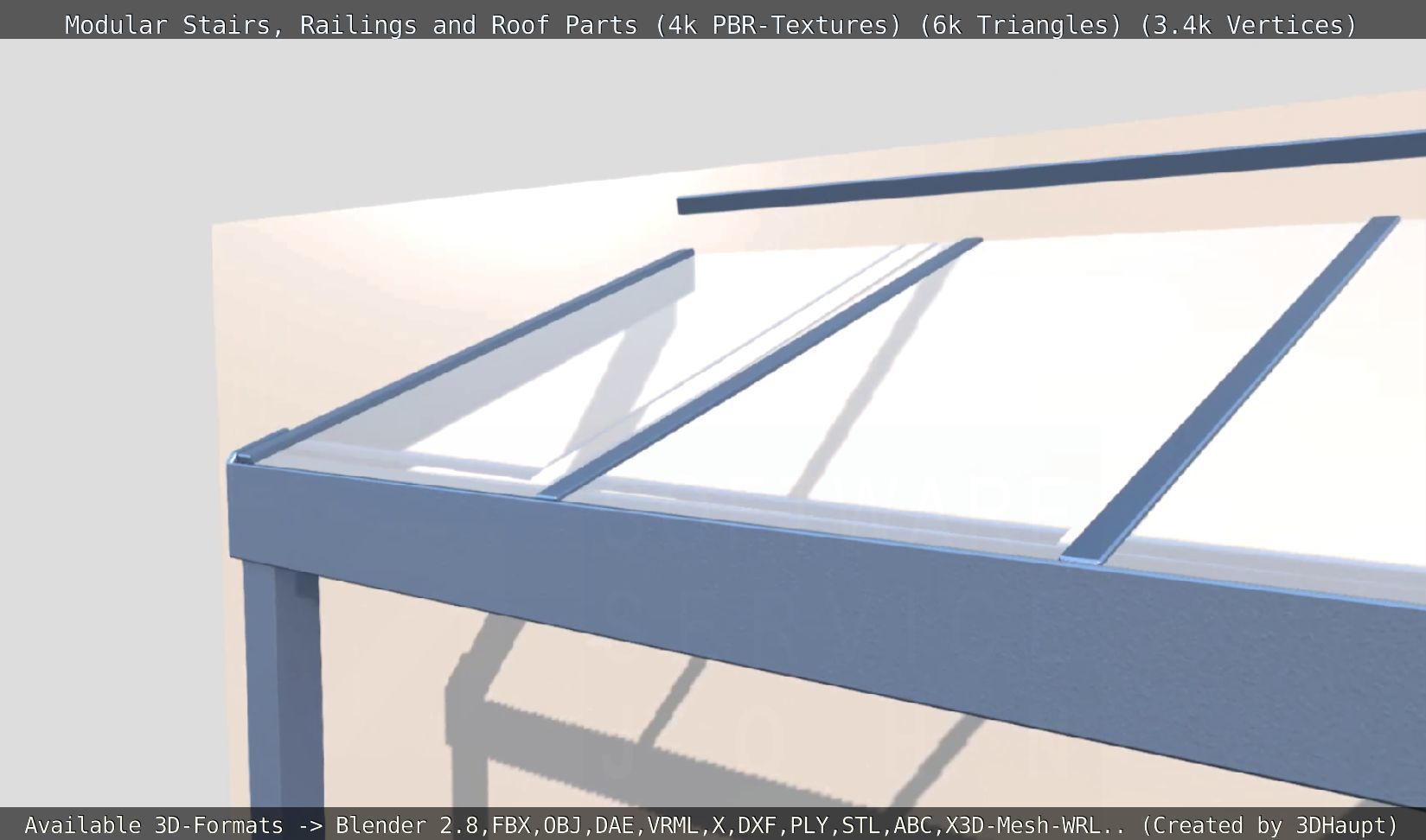 Modular Stairs Railings and Roof Parts Low-poly 3D model_137