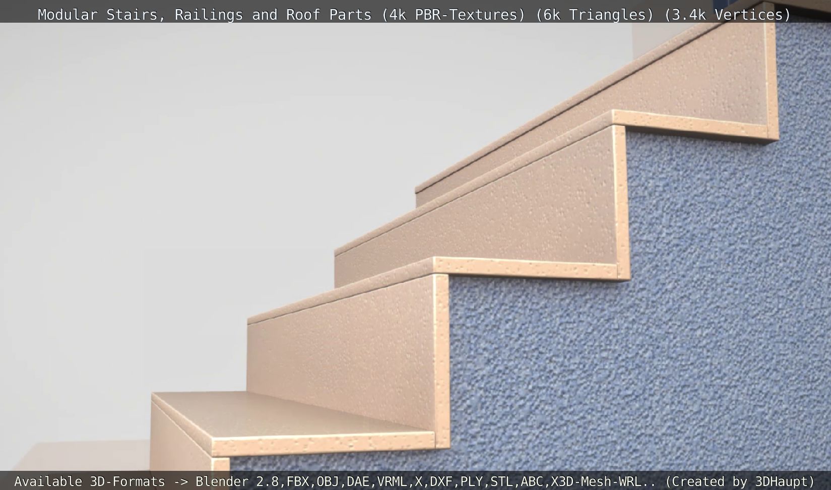Modular Stairs Railings and Roof Parts Low-poly 3D model_139