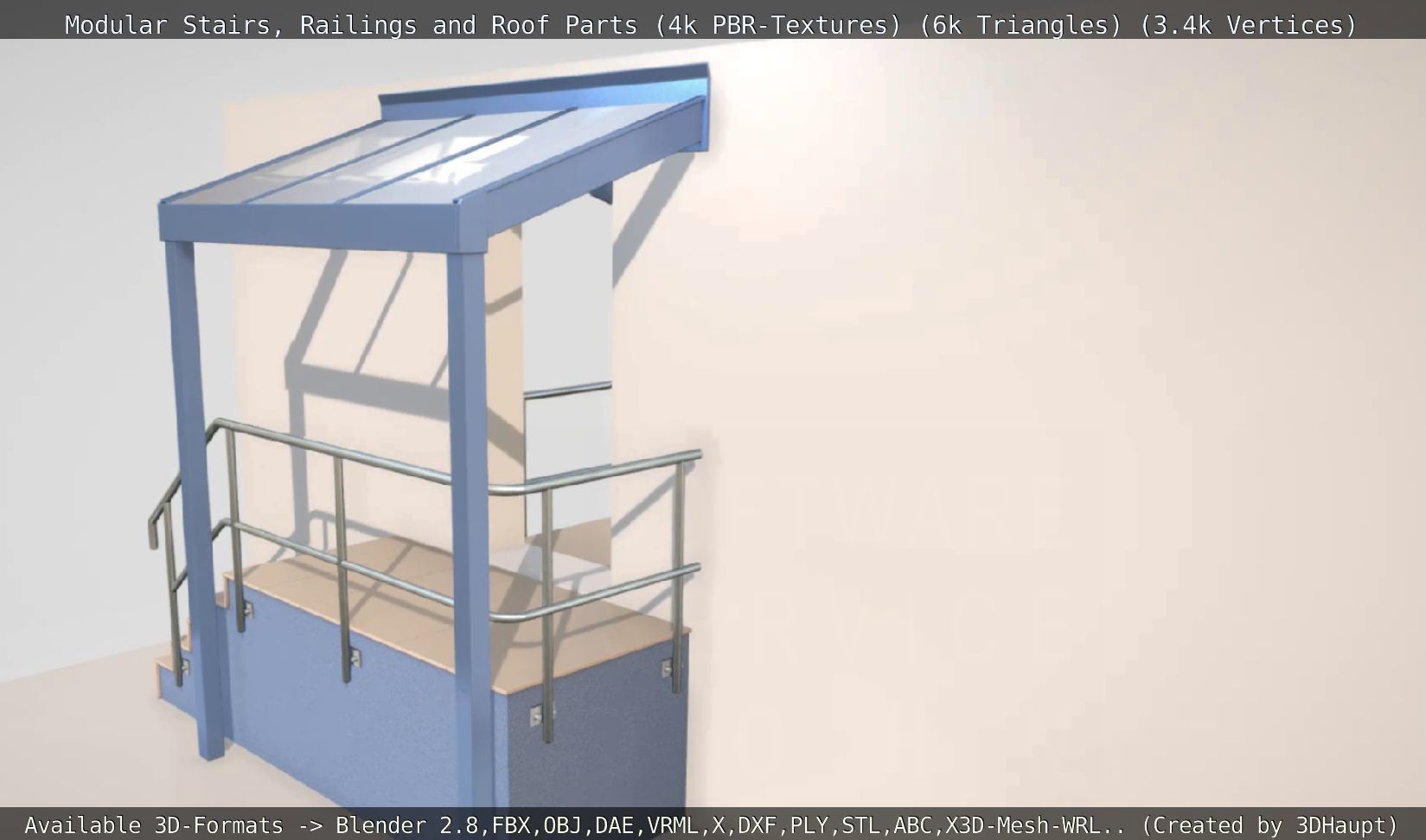 Modular Stairs Railings and Roof Parts Low-poly 3D model_86